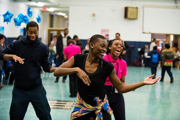 OUWB dancing with high school students at Health Fair 